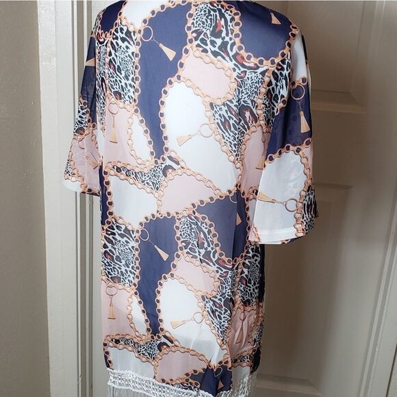 Chain Print Fringe Hem Kimono - Picture 9 of 10